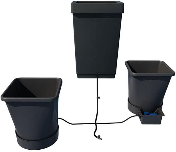 AutoPot 2 Pot XL System with 6.6 Gallon Pots and 12.4 Gallon Tank - Self-Watering, Gravity-Fed Hydroponic System - Indoor, Black