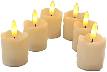 Battery Operated Flameless LED Votive Candles with Timer Black Wick 6 Pack - Image 2