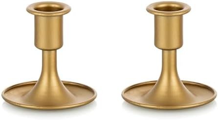 Romadedi Gold Taper Candle Holders, Set of 2, Christmas, Wedding Decor by ROMADEDI