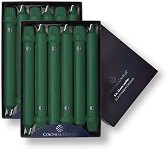 Colonial Candle Unscented Taper Candle, Classic Collection, Evergreen, 8 In, Pack of 12 - Up to 6 Hours Burn by ColonialCandle