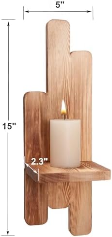 Yorkmills Wall Candle Sconces Set of Two, Wood Wall Sconce Candle Holder - Image 2