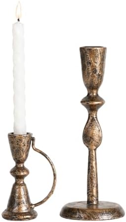 Candle Sticks Holder Decor, Set of 2 Vintage Autumn Copper Candle Holders, Modern Decorative Tapered Candlestick Holders Centerpiece for Dining Table Centerpiece, Wedding, Party Decor by MSUMPTU