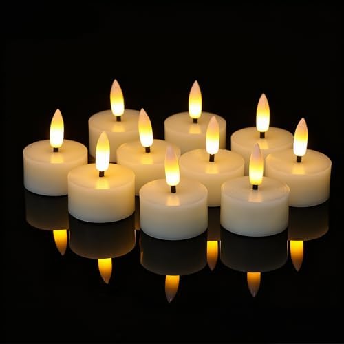 GenSwin Real Wax Flameless Tealight Candles Battery Operated Timer Ivory by GenSwin