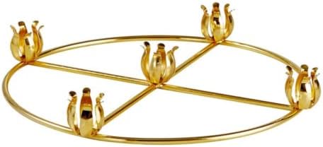 Brass Advent Wreath with 5 Candle Holders, Religious Holiday Decor, 11 Inches by Wowser