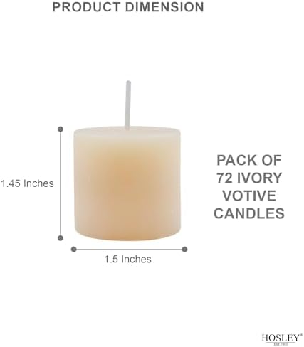 Hosley Set of 72 Unscented Ivory Votive Candles – Bulk Pack, Clean-Burning, Long-Lasting 10-12 Hour Burn Time – Ideal for Weddings, Home Décor, Spa, and Events - Image 6