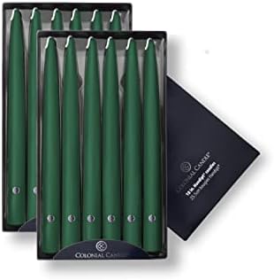 Colonial Candle Unscented Taper Candle, Handipt Collection, Evergreen, 10 in, Pack of 12 - Up to 8 Hours Burn by ColonialCandle