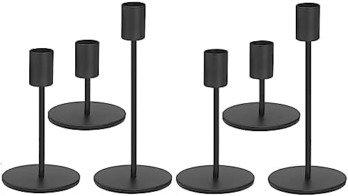 Set of 6 Black Candlestick Holders - Decorative for Home Decor, Wedding, Dining, Party, Anniversary by Anndason