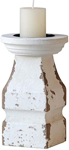 SOFE Distressed White Candle Holder, Rustic Candle Holder for Pillar Candle by SOFE
