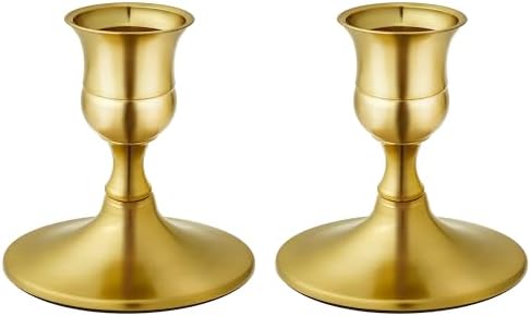Brass Gold Candlestick Holders, Small Taper Candle Holders, Set of 2 by ECHFSM