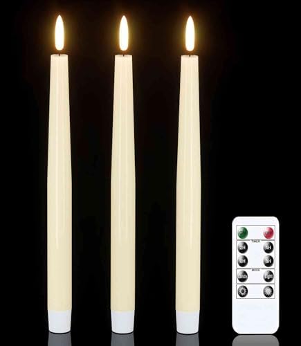 GenSwin Flameless Taper Candles Led Battery Operated Remote Timer Ivory by GenSwin