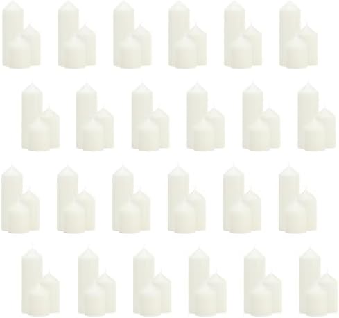 72 Pcs White Pillar Candles Bulk Set: 2-Inch Wide in 3 Heights (3, 4, 6 Inch). Dripless Unscented Smokeless Hurricane Candles for Wedding, Party, Event Decor to Create Warm Elegant Atmosphere. by Trxvxo
