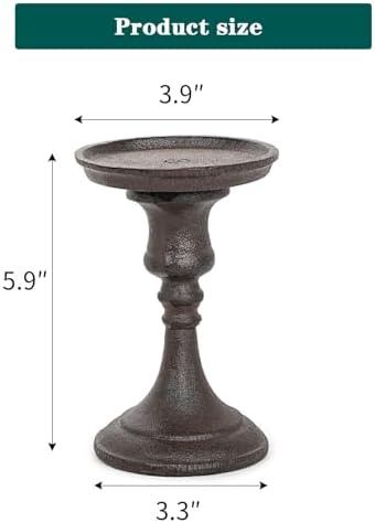 Sungmor Rustic Cast Iron Pillar Candle Holder, 5.9 Inches Tall - Image 6