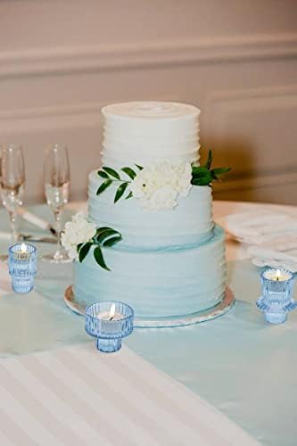 Vixdonos Glass Candlestick Holders Tealight Candle Holders for Table Centerpieces, Wedding Decor and Dinner Party (6 Pcs, Light Blue) - Image 7