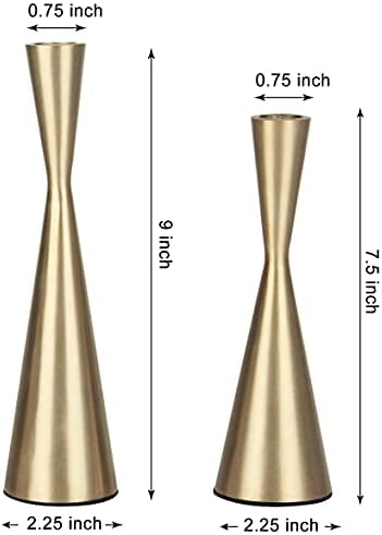 Vixdonos Brass Gold Metal Candle Holders Taper Candlestick Holders Set of 2 Table Decorative Candle Stand for Wedding, Dinning, Party,Home Decor (Gold) - Image 2