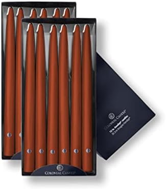 Colonial Candle Unscented Taper Candle, Handipt Collection, Amber, 12 in, Pack of 12 - Up to 10 Hours Burn by ColonialCandle