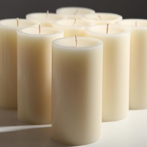 Pillar Candles Ivory 12 Pack, 2.8x6 Inch Unscented Candle by MOSROAD