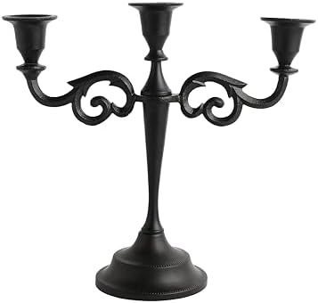 Rely+ 3 Arm Candelabra - 10 Inch Tall Matte Black Tapered Candle Holder - Elegant Candle Stands and Candlesticks Holders for Home Decor - Fits 3/4-Inch-Thick Candles by RELYSmartGlobalSupplies