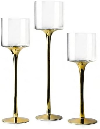 Royal Imports Glass Candleholder Flower Vase Set of 3, Gold by RoyalImports