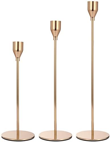 Set of 6 Pink Gold Candlestick Holders Pink Gold Candle Holder Taper Candle Holders Candle Holders Decorative Candlestick Holder for Home Decor, Wedding, Dinning, Party, Anniversary (Gold) - Image 7