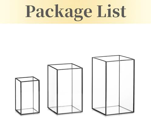 Hewory Glass Hurricane Candle Holder, 6Pcs Black Rectangle Flower Holders - Image 7