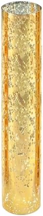WGVI Hurricane Candle Holder Sleeve, W: 2.5", Ht: 14", Gold Speckled Glass Cylinder Open Both Ends, Chimney Tube Shade, 1 Piece by WGVInternational-OpusGlassware