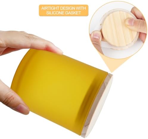 SHOWIN 10 OZ Thick Candle Jars for Making Candles 15 Pcs, Empty Jars with Wood Lids for Candle Making, Sample Container, Frosted Yellow - Image 3