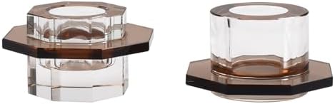Kitcom Taper Candle Holders Pack of 2, Small Cute Candle Holders for Table Centerpiece, Home Decor and Party, Brown by kitComhomekitchen