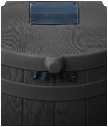 Rain Wizard, 40 Gallon Capacity, Wood Texture Design, Brass Spigot, Flat Top (Black)
