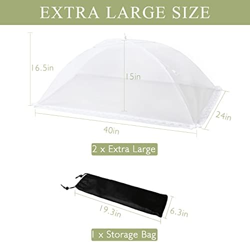 Food Covers Food Tent for Outside Mesh to Keep Bugs away, 2 Extra Large Size (40” x 24”) Reusable Collapsible Food Nets including Carry Bag,Ideal for Picnic Party BBQ Wedding Fruit - Image 5