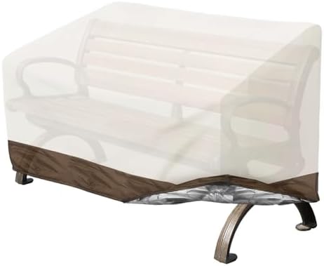 Hoypeyfiy Patio Bench Cover, Outdoor Garden Bench Cover for 2-Seater Bench, White Oxford Fabric Furniture Bench Cover with Drawstring for Patio, Porch, Yard and Garden