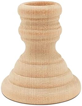 Wooden Candle Cups Country-Style, 2-5/8 inch with 7/8 inch Taper Candle Hole, Set of 4 Ufinished Candlesticks, by Woodpeckers - Image 5