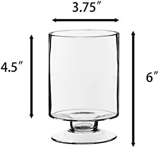CYS EXCEL Glass Hurricane Pillar Candle Holder (H:6" W:3.75") | Multiple Size Choices Short Stem Candle Centerpieces | Stemmed Glass Cylinder Candle Vase - Image 2