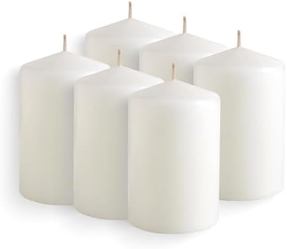 Simply Soson White Pillar Candles 3x4 Set of 6, Unscented Bulk Pack by SimplySoson