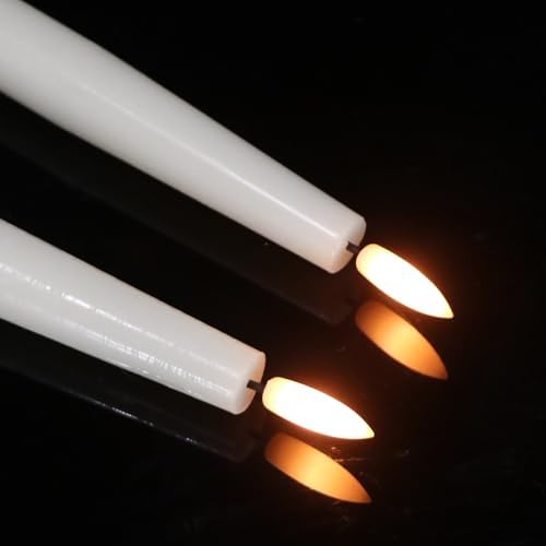 GenSwin Flameless Taper Candles, LED Taper Candles Battery Operated with Remote Timer, Set of 2 Real Wax White Flameless Candlesticks with 3D Flame for Home Weddin Party Holiday Decor (0.78” x 9.84”) - Image 5