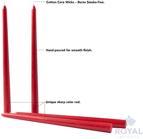 Royal Imports Unscented Taper Candles 12 Inch Red 9HR Burn Time Set of 12 - Image 4