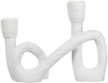 Modern Sculptural Double Taper Candle Holder, White - Image 4