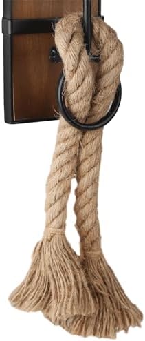 Wall Sconce Candle Holder Black Wall-Mount Metal and Wooden Candle Holders Hanging Iron Wall Candle Sconce Holder with Hemp Rope Decoration, for Home, Living Room, Bathroom, Dining Room, Set of 2 - Image 6