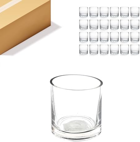 WGV Tea Light Votive Candle Holder 3x3, Clear Tiny Cylinder Glass Vase, Small Planter Terrarium for Home Accent Decor, 24 Pieces by WGVInternational-OpusGlassware