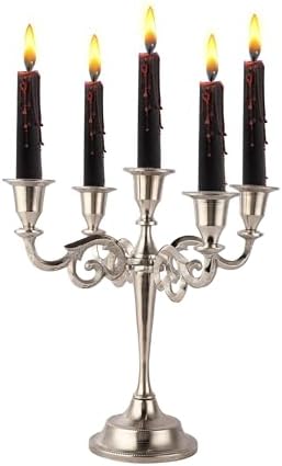 Rely+ 5 Arm Candelabra Taper Candle Holders Decorations Indoor Kitchen Décor Table Candles Candlestick Candelabra Centerpiece (Silver) by RELYSmartGlobalSupplies