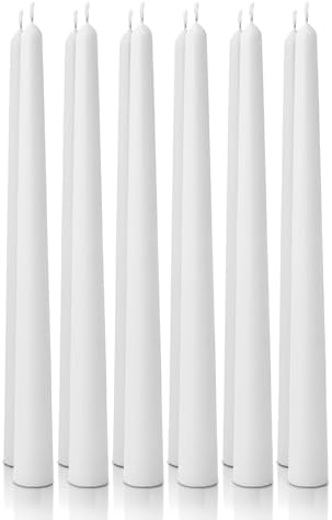 12pk 10" Classic Taper Candles, White, 7-8 Hours Long Burning, Unscented Tall Candlesticks by Unknown