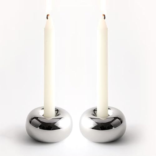 Silver Modern Doughnut Shaped Candlestick Holder (2 Pack) by Ardax