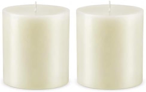 Mister Candle Non Scented Pillar Candle, Unscented 4 x 4 Inch Candles (Set of 2) Hand Poured Ivory Unscented Candles for Home Decor, Premium Wax, Smokeless & Dripless, 80 Hour Burn Time by MisterCandle