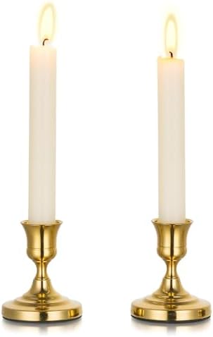 Gold Candlestick Holders Vintage: Taper Candle Holder Set of 2 by CreatedforWeddingsandHome