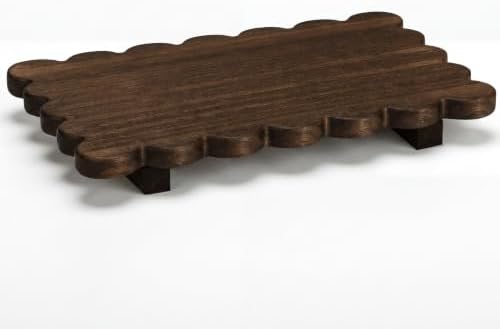 Yookeer Scalloped Wood Riser, Brown, 11.6''X 7''X 1.4'', Square by Yookeer