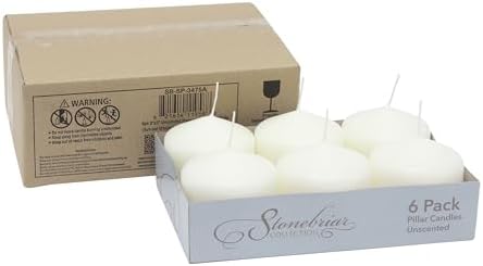 Stonebriar Unscented White Tall Pillar Candles, 18 Hour Burning Candle Pillars, Perfect for Decor, Weddings, Emergencies 3" X 3", 6 count - Image 2