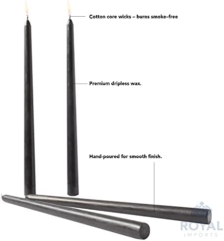 Royal Imports Unscented Taper Candles 12" Black 9-Hr Burn Time Set of 12 - Image 4