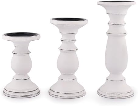 Samhita Set of 3 Wood Candle Holders – Hand Carved Decorative Candle Holder for Living Room or Table Centerpiece - Image 3