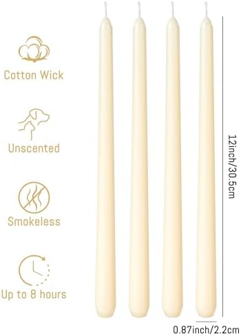 Viyffo Taper Candles, 12 Inch, 20 Pack, Ivory Unscented Smokeless Design - Image 3