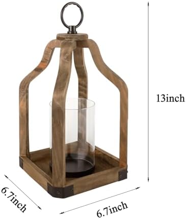 Rustic Wood Lantern Candle Holder for Farmhouse Decor - Image 2