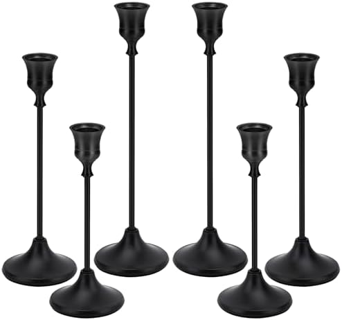 Black Candlestick Holders Taper Metal Candle Sticks Holder for Dining Table, Vintage Candelabra Tall Candle Stand for Tapered Candles, Decorative Centerpiece for Wedding Christmas Party Anniversary by dianjingjumei